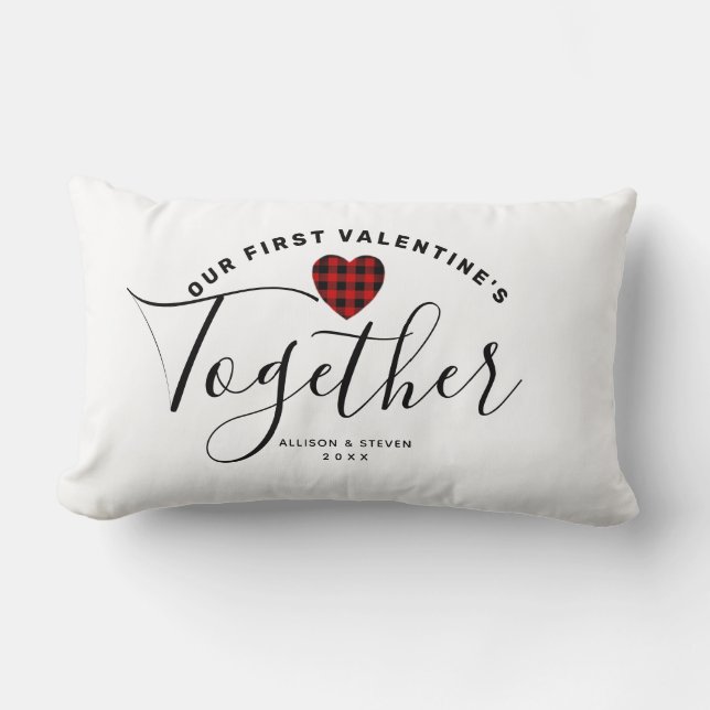Coussin Rectangle Premier Valentines Jour Couples de coeur Personnal (Recto)