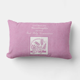 Coussin Rectangle Première communion de la petite-fille, rose