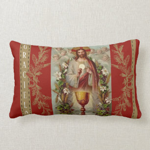 Coussin Rectangle Première sainte communion personnalisée de Jésu