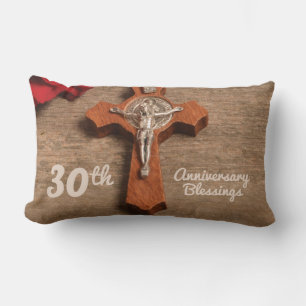 Coussin Rectangle Prêtre 30ème anniversaire de l'Ordination Rose et