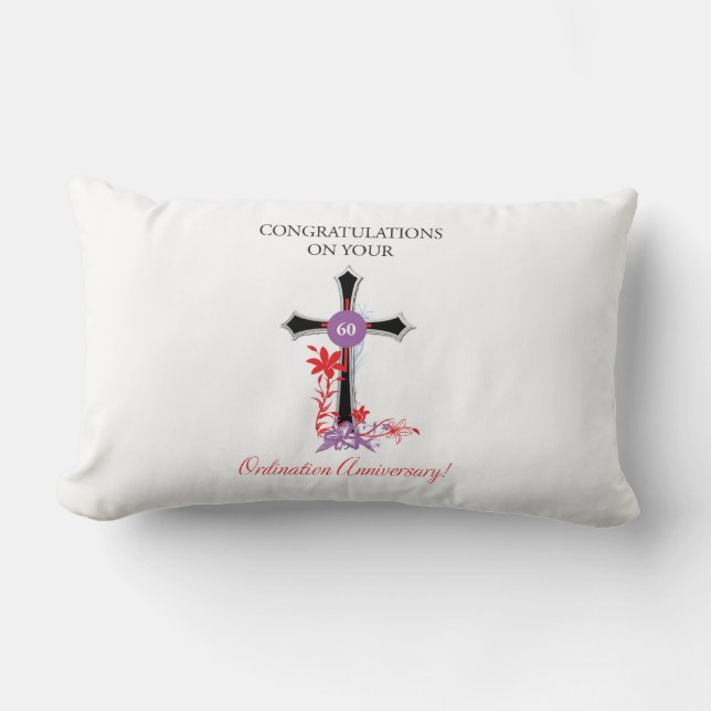 Coussin Rectangle Priest 60ème anniversaire de l'ordination Croix no (Recto)