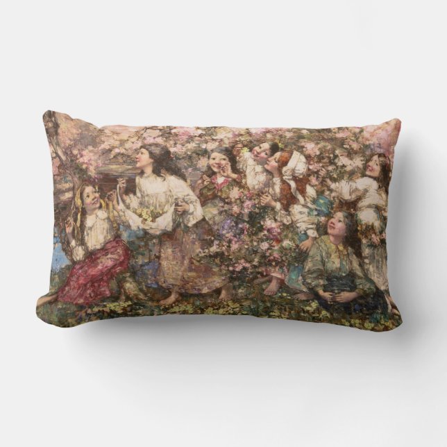 Coussin Rectangle Printemps (par Edward Atkinson Hornel) (Recto)