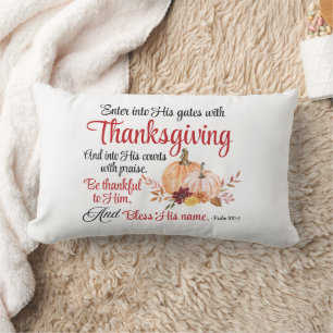 Coussin Rectangle Psaume 100:4 Entre dans ses portes avec Thanksgivi