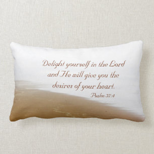 Coussin Rectangle Psaume 37:4 Bible Verse, Sandy Ocean Beach