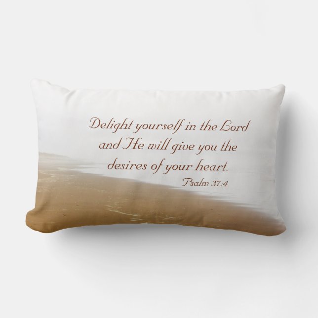 Coussin Rectangle Psaume 37:4 Verse de la Bible, Plage de Sandy Ocea (Recto)