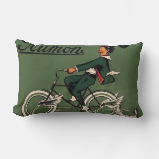 Coussin Rectangle Publicité pour vélo Aumon vintage (Recto)