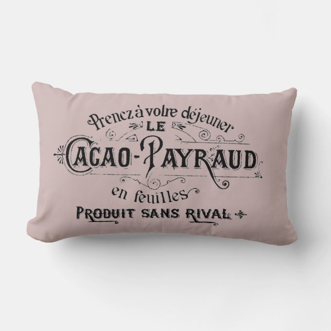 Coussin Rectangle Publicité vintage au chocolat français (Recto)