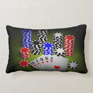 Coussin Rectangle Puces de casino et cartes de jeu
