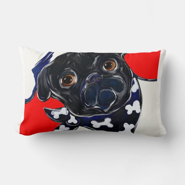 COUSSIN RECTANGLE PUG NOIR (Recto)