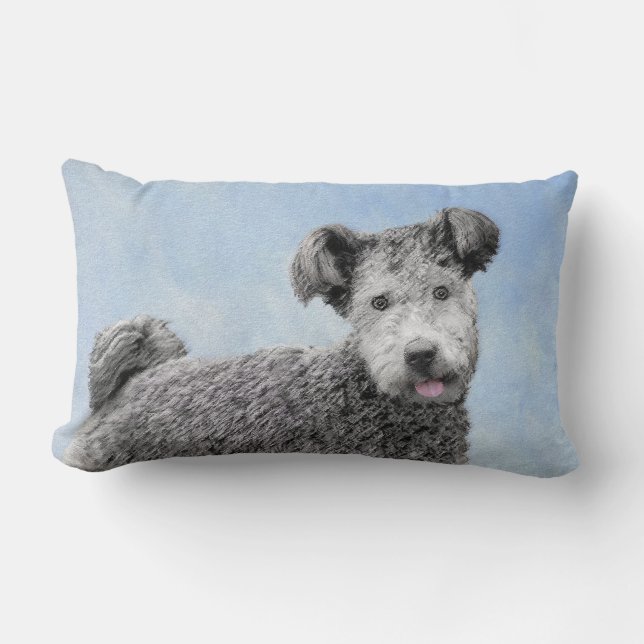 Coussin Rectangle Pumi Peinture - Cute Original Chien Art (Recto)