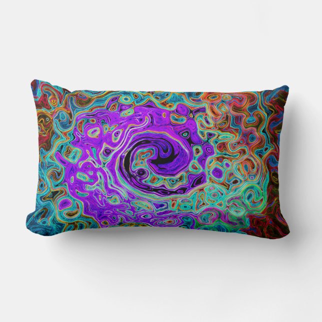 Coussin Rectangle Purple Colorful Super Retro Liquid Swirl Abstrait (Recto)