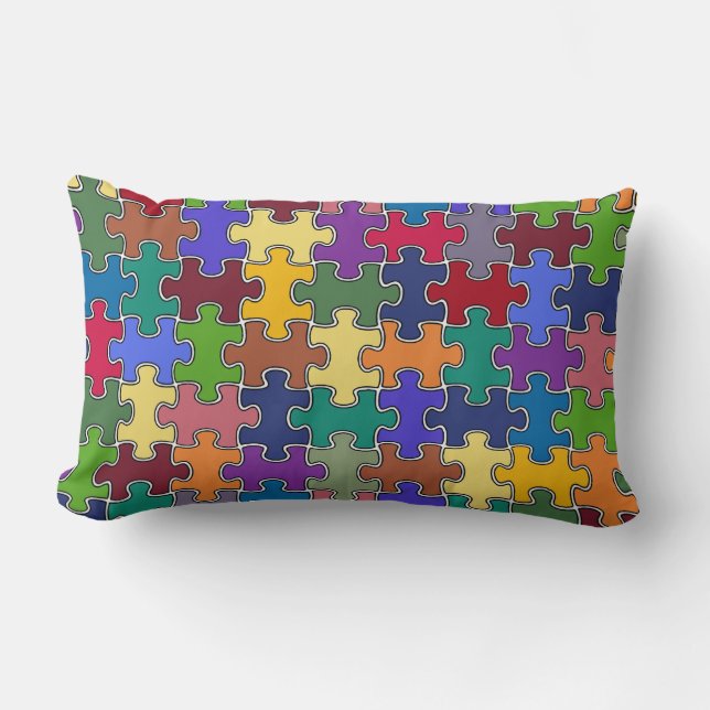 Coussin Rectangle puzzle coloré (Recto)