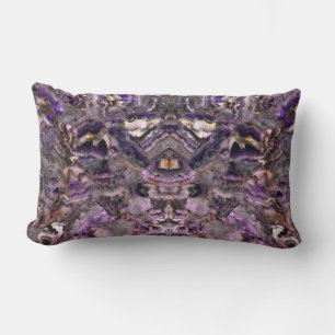 Coussin Rectangle Quartz d'Améthyste violet Abstrait, granit violet