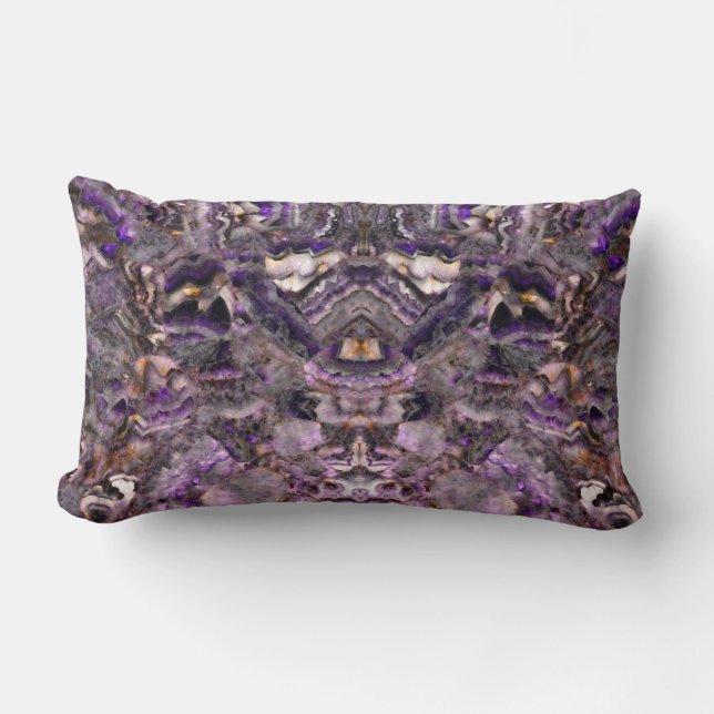 Coussin Rectangle Quartz d'Améthyste violet Abstrait, granit violet (Recto)