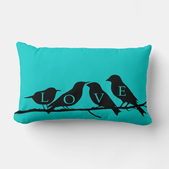 Coussin Rectangle Quatre oiseaux assis sur une branche (Recto)