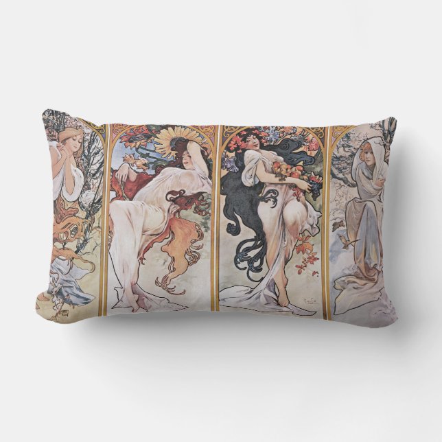 Coussin Rectangle Quatre Saisons, Mucha (Recto)