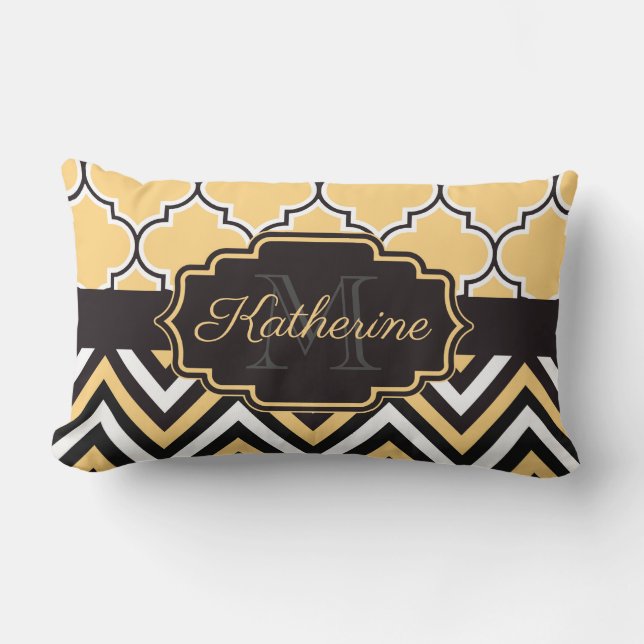 Coussin Rectangle Quatrefoil jaune (Recto)
