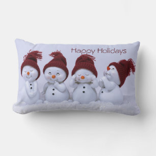 Coussin Rectangle Quatuor de bonhommes de neige