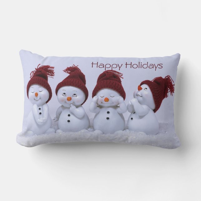 Coussin Rectangle Quatuor de bonhommes de neige (Recto)