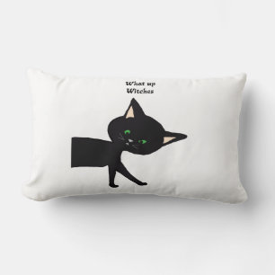 Coussin Rectangle Quelle Sorcière ! Chat noir drôle avec yeux verts