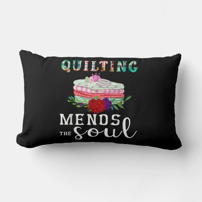 Coussin Rectangle Quilting Mend Soul Quilter Cadeau | Amateurs de pl (Recto)