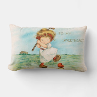 Coussin Rectangle Quirky Kitschy Golf Themed Valentine, circa 1915