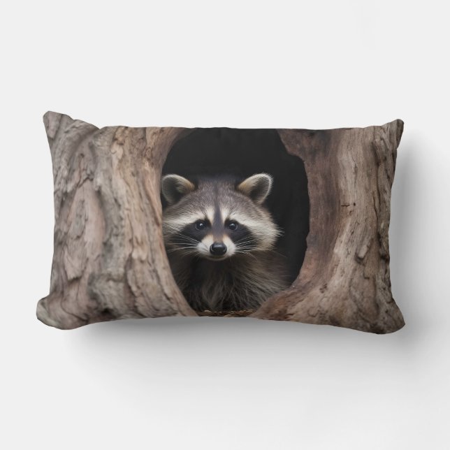 Coussin Rectangle Racon dans la grotte des arbres (Recto)