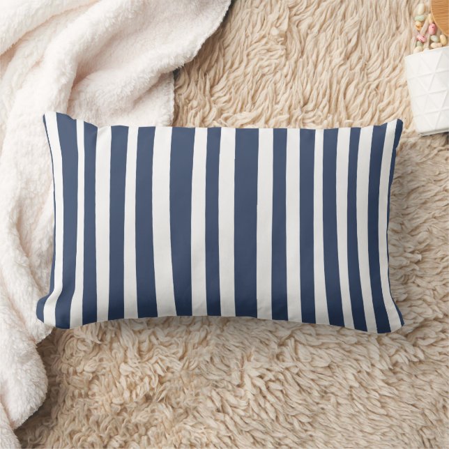 Coussin Rectangle Raiés Bleu Marine Classique | Style Marin Intempor (Couverture)
