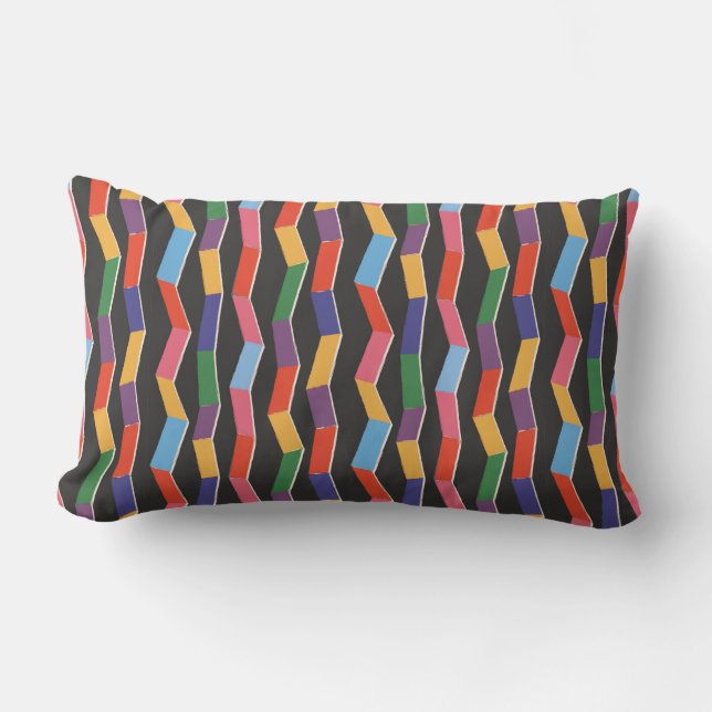 Coussin Rectangle Rainbow abstrait zig zag sans couture motif, pois  (Recto)