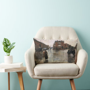 Coussin Rectangle Rainy Day, Boston par Frederick Childe Hassam