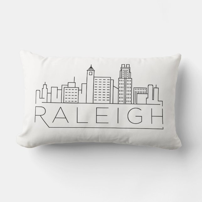Coussin Rectangle Raleigh, horizon de la Caroline du Nord (Recto)