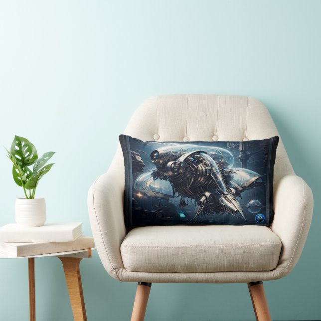 Coussin Rectangle Raspian Dynamorph Drone AI Art par Xzendor7 (Chaise)