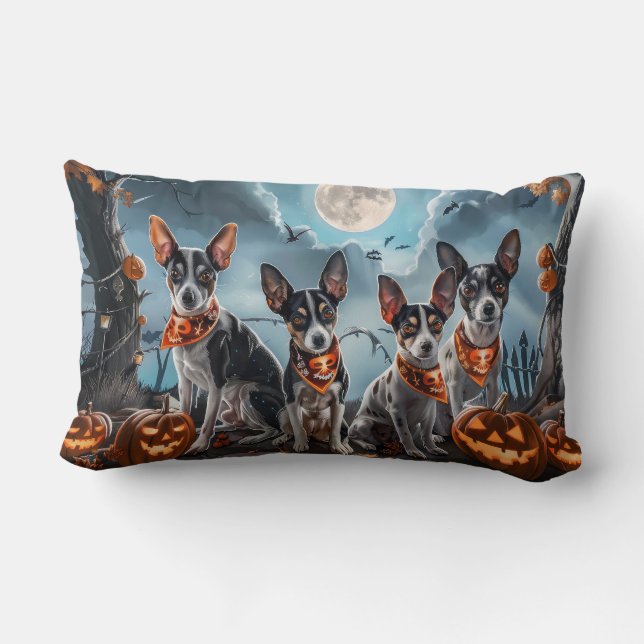 Coussin Rectangle Rat Terrier Halloween Ensorcelant (Verso)