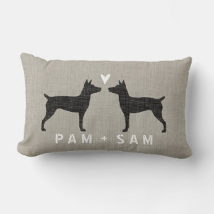 Coussin Rectangle Rat Terrier Silhouettes Amour - Personnaliser