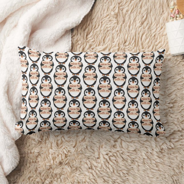 Coussin Rectangle Ravi de faire votre connaissance - Signe Pingouin (Couverture)