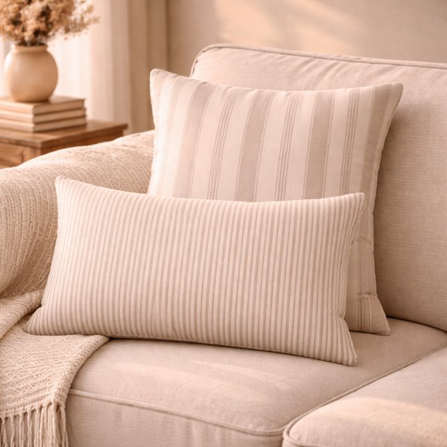 Coussin Rectangle Rayé Beige & Taupe Maison de Campagne Rustique Neu (Créateur téléchargé)