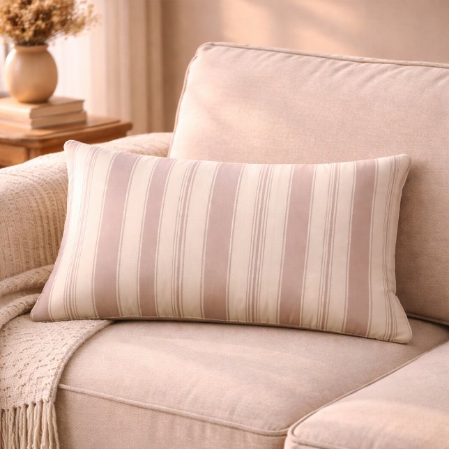 Coussin Rectangle Rayé Beige & Taupe Maison de Campagne Rustique Neu (Créateur téléchargé)