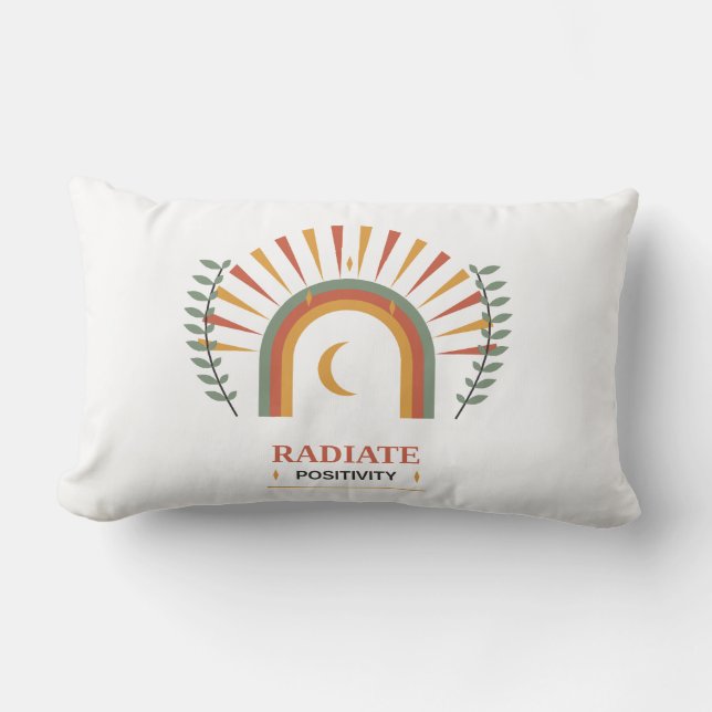 Coussin Rectangle Rayonner de Positivité Bohème Céleste Soleil Lune  (Recto)