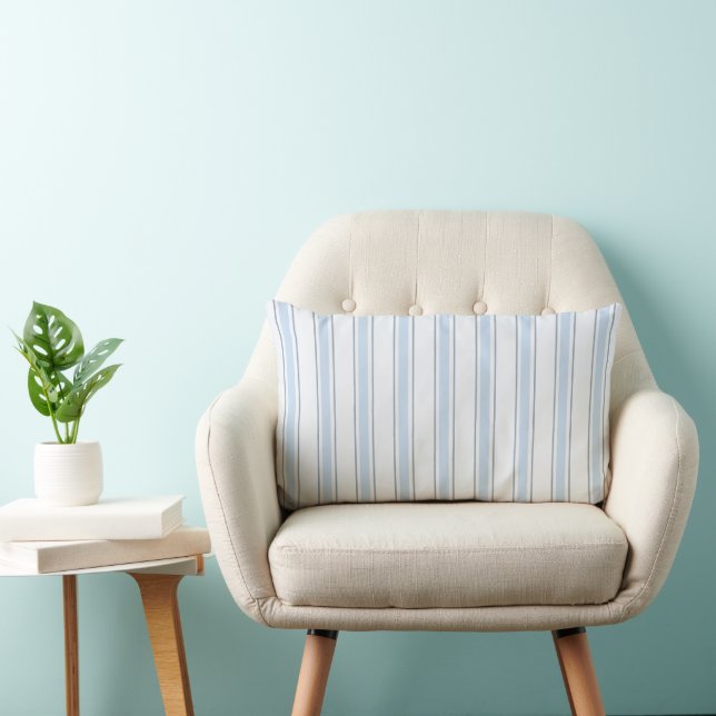 Coussin Rectangle Rayure Classique de Cabane Côtière Bleu Clair (Chaise)