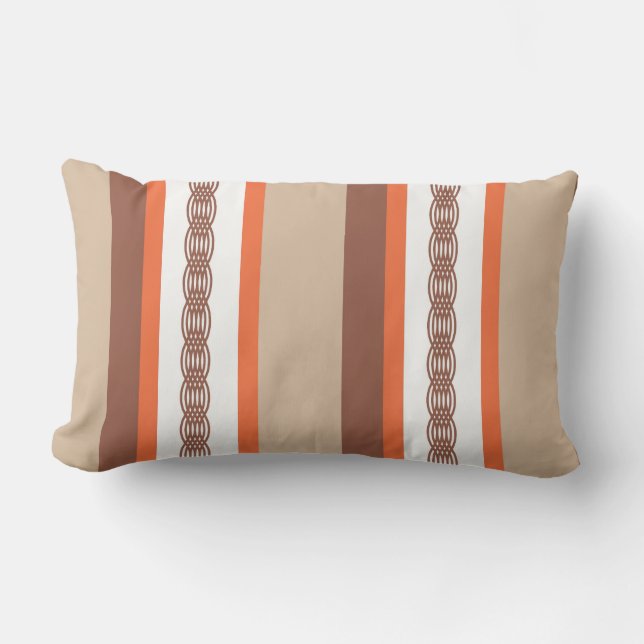 Coussin Rectangle Rayure de tente de la moitié du siècle - taupe et (Recto)