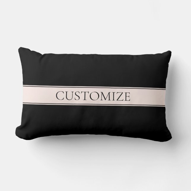 Coussin Rectangle Rayure rose pâle et texte éditable élégant (Recto)