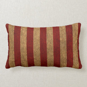 Coussin Rectangle Rayure rouge rustique nautique