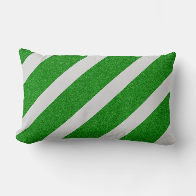 Coussin Rectangle Rayure Verte Pailletée (Recto)