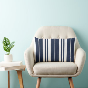 Coussin Rectangle Rayures blanches bleu marine Côté mer