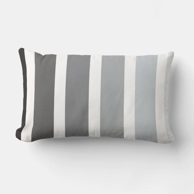 Coussin Rectangle Rayures blanches noires grises d'Ombre (Recto)