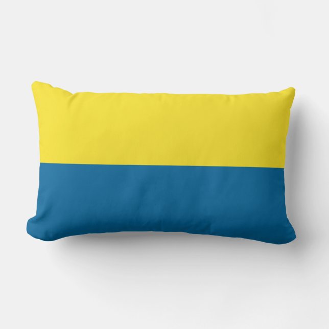 Coussin Rectangle Rayures | Bleu et jaune | Personnalisable (Recto)