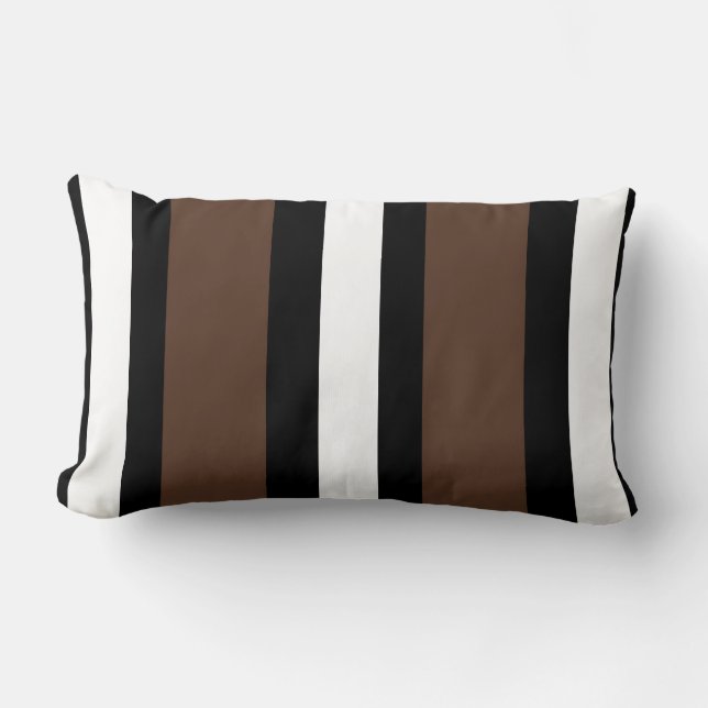Coussin Rectangle rayures Brown, noir et blanc (Recto)