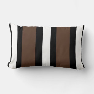 Coussin Rectangle rayures Brown, noires et blanches