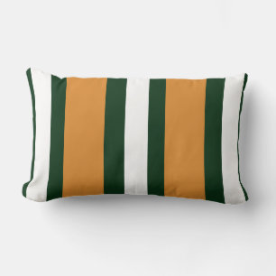Coussin Rectangle rayures Brown, vert foncé et blanches