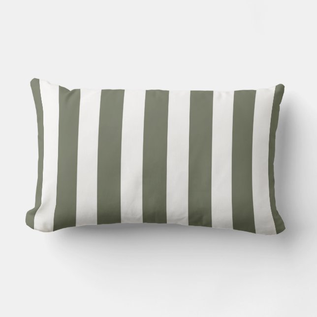 Coussin Rectangle Rayures classiques de concepteur dans olive et (Recto)